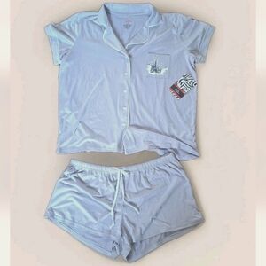 Cozy Couture XL Pajama Set Lilac Purple Shirt and Shorts Paris Eiffel Tower NWT